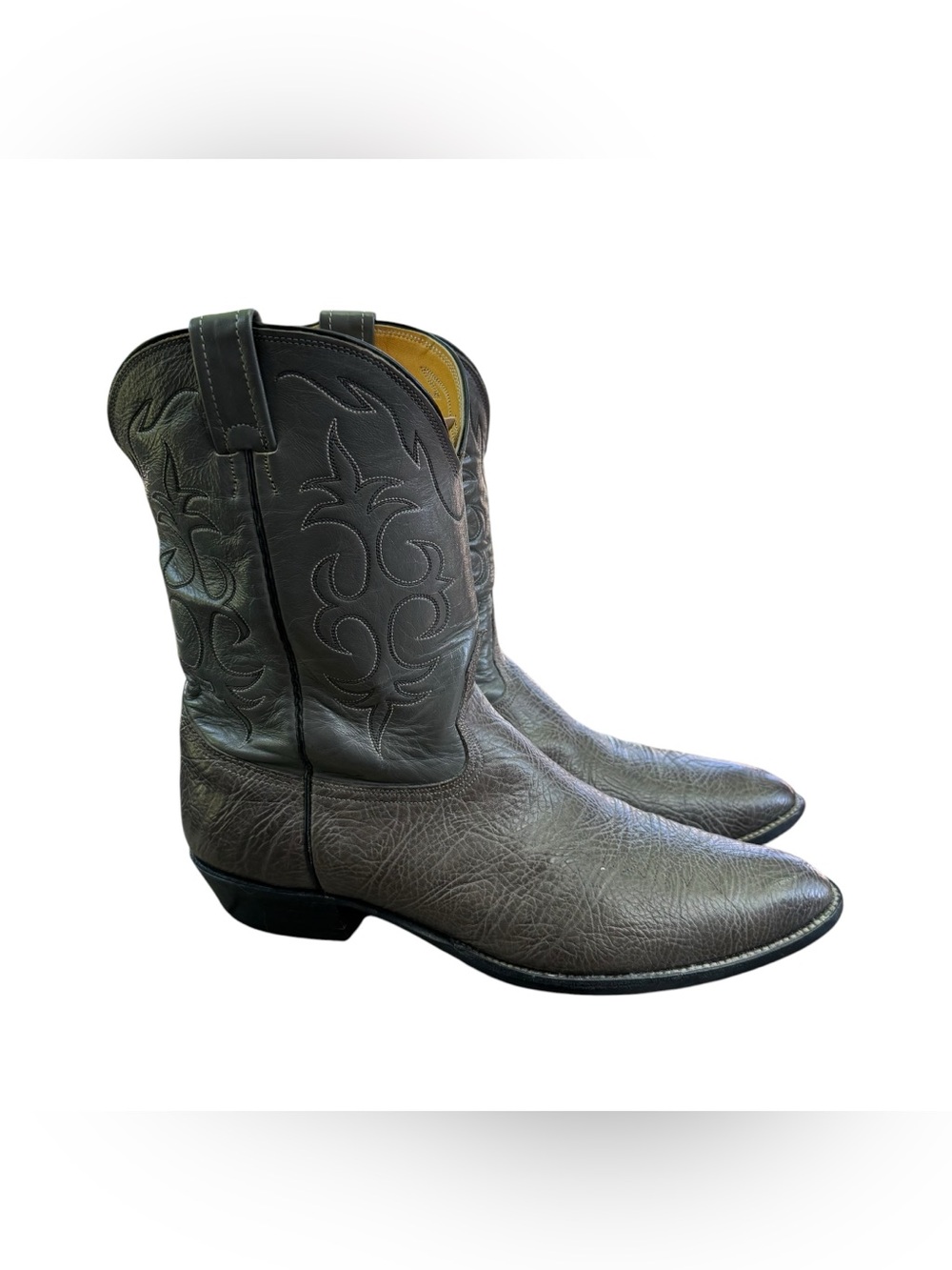 Nocona Mens Gray Leather Cowboy Boots Size 13 E Western